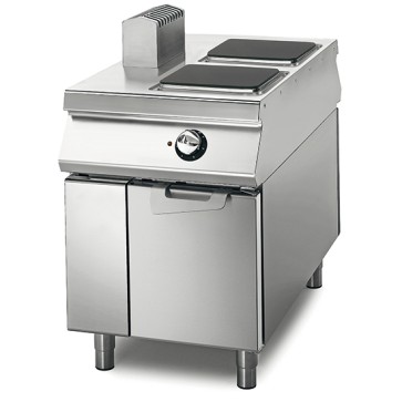 Cucina elettrica da 2 piastre quadre su vano con porte, comandi 2 lati