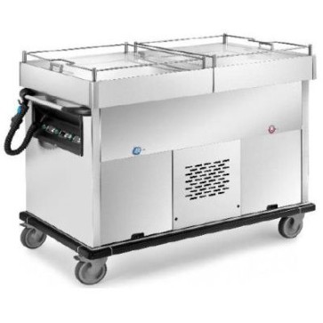 Carrello termico bagnomaria con vasca unica capacità 50/60 pasti, 2000w, dim. mm.1200x700x1000h