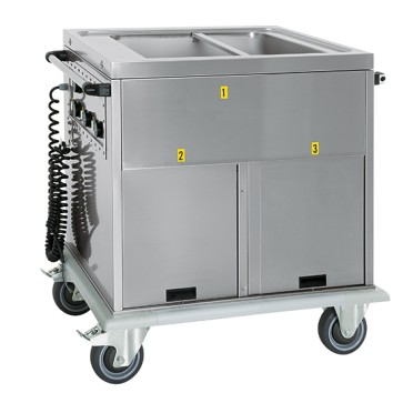 Carrello bagnomaria su 2 vani riscaldati, vasca unica da 2x gn 1/1