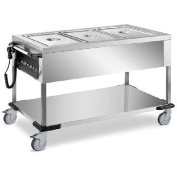 Carrello termico bagnomaria cap.3xgn1/1, vasca in 3 scomparti a 3 temperature - termostato digitale - 1200x640x900 h