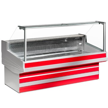 Banco carne refrigerato professionale statico da 2000 mm con vetro retto, +0°/+2°C