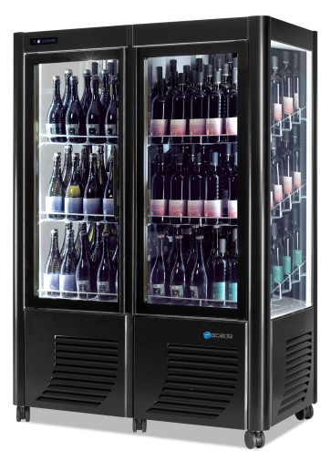 Espositore refrigerato per vini, 144 bottiglie, +4°c/+15°c - colore nero