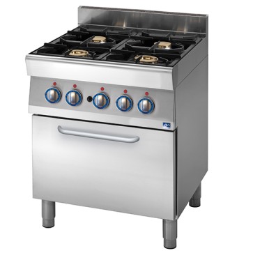 Cucina a gas su forno a gas statico 53x53 cm con 4 bruciatori