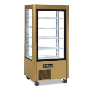 Vetrina refrigerata verticale statica con 5 ripiani, -5°c/-20°c, colore oro