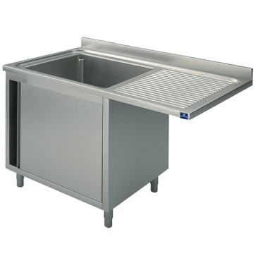 Lavello armadiato per incasso lavastoviglie 1 vasca a sinistra con gocciolatoio, 1200x700 mm