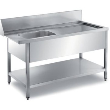 Tavolo di entrata lavastoviglie con alzatina h 200 + 1 vasca sx mm. 1800x700x850 h