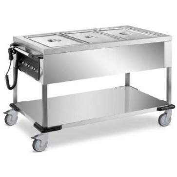 Carrello termico bagnomaria cap.4xgn1/1, vasca in 4 scomparti a 4 temperature - termostato digitale - 1500x640x900 h