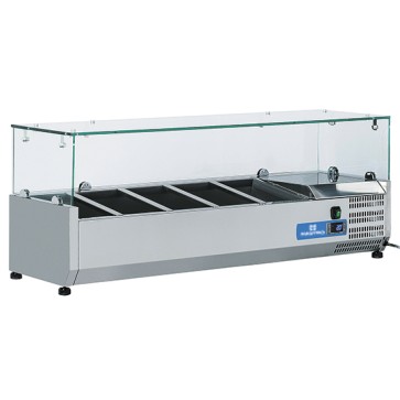 Vetrina portabacinelle refrigerata portabacinelle per incredienti 3L.1200 mm - Cap. 5xGN1/4