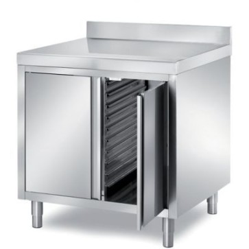 Tavolo armadiato con 2 ante a battente e con 1 vano portateglie 400x600mm - dim. mm 1000x800x850 h