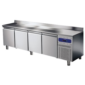 tavolo refrigerato da 600 mm a 4 porte con alzatina, -2°/+8°C