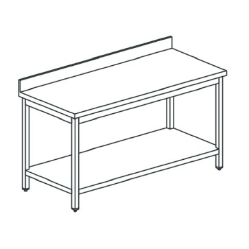 Tavolo da lavoro con ripiano e alzatina, 2000x600 mm