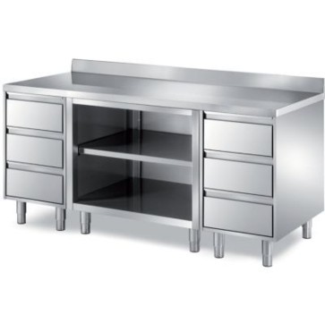 Tavolo con 2 cassettiere a 3 cassetti + vano giorno- mm 2000x700x850 h