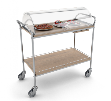 Carrello di servizio con cupola in plexiglass, 2 piani