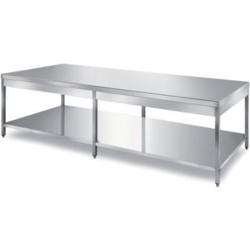 Tavolo con 1rip. inf.con angolo ragg. su 2 fronti h 60 mm 3400x1400x850 h