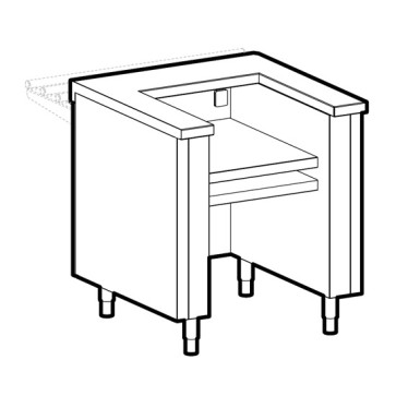 Elemento di supporto top cottura, con presa di corrente, l=2000 mm.
