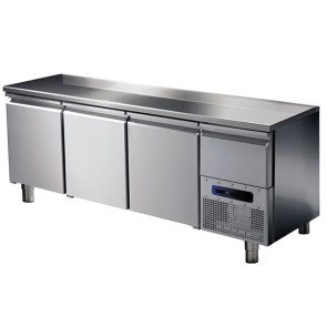 tavolo refrigerato per pasticceria a 3 porte 600x400 mm con piano in inox, -2°/+8°C