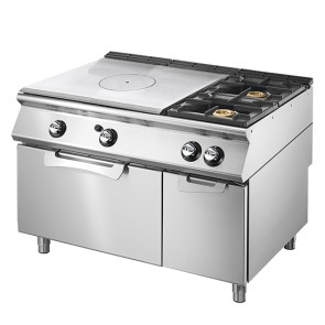 Tuttapiastra gas su forno a gas statico GN 2/1 e vano chiuso + 2 bruciatori