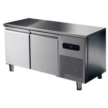 Tavolo congelatore per pasticceria,2 porte con 6 guide 60x40 cm e con piano inox temp.-10 °c/-20 °c