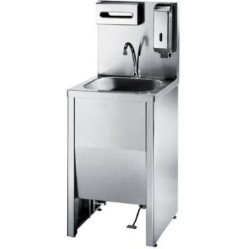 Lavamani armadiato con comando a pedale distributore sapone+carta mm 500x600x1270 h