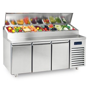 Tavolo di preparazione refrigerato a 3 porte 600x400 mm, 12x GN 1/3 h=150 mm, 0°/+10°C