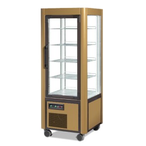 Vetrina refrigerata verticale statica con 5 ripiani, -5°c/-20°c, colore oro