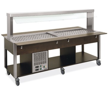 Buffet combi caldo bagnomaria e freddo, 2x gn 1/1 temp.+60/+90 °c e 3x gn 1/1 temp. +4 °c/+10 °c