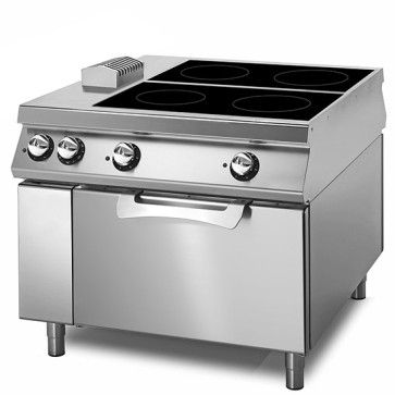 Piastra in vetroceramica da 4 piastre su forno elettrico statico, comandi 2 lati