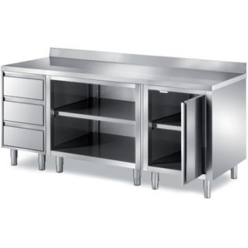 Tavolo con cassettiera a 3 cassetti + 2 ante battenti - mm 2000x700x850 h