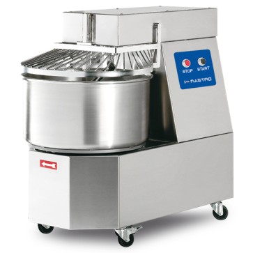 Impastatrice a spirale su ruote, 30 kg/41 litri, 1 velocità, versione in acciaio inox, 400V