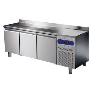 tavolo refrigerato da 600 mm a 3 porte con alzatina, -2°/+8°C