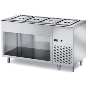 Tavolo freddo self-service con vasca refrigerata h 200 gn escluse - vano a giorno + vano a motore mm 2000x700x890 h
