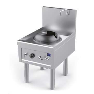Piano di cottura wok a gas con 1 fuoco da 27,5 kW, 1 rubinetto acqua
