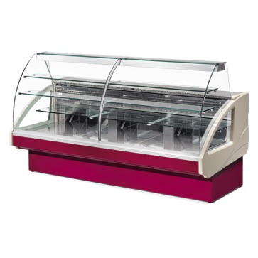 Vetrina refrigerata statica per pasticceria con 3 cassetti, larghezza=2200 mm