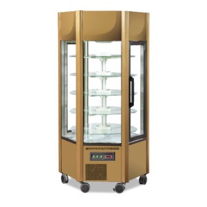 Vetrina refrigerata verticale statica con 5 ripiani, -5°c/-20°c, colore oro