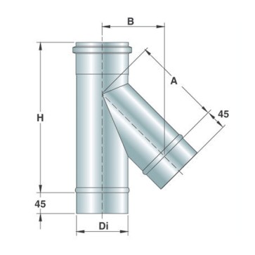 TEE 45° monoparte, ø 350 mm