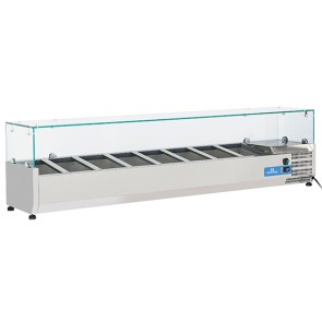 Vetrina portabacinelle refrigerata portabacinelle per incredienti L.1800 mm - Cap. 8x GN1/4