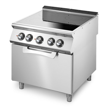 Piastra in vetroceramica su forno elettrico statico GN 2/1, 4 zone di cottura