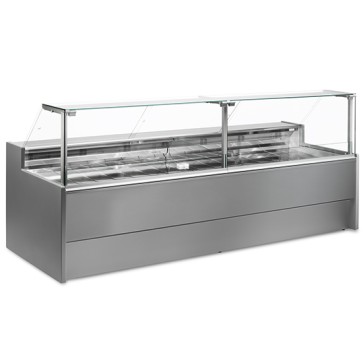 Banco carne refrigerato statico da 1500 mm con vetro retto, +2°/+6°C