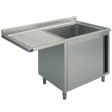 Lavello armadiato per incasso lavastoviglie 1 vasca a destra con gocciolatoio, 1200x700 mm