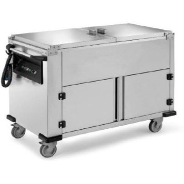 Carrello termico cap.3x1/1gn, coperchi superiori apribili a 180°, mm 1200x700x1000 h