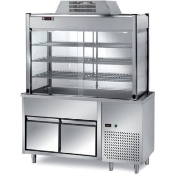 Elemento refrigerato con vetrina refrigerata soprastante, dim. mm. 1500x700x2000h