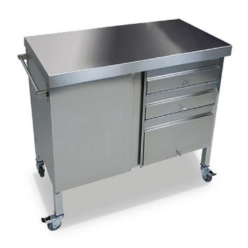 Mobile di servizio carellato in acciaio inox composto da 1 porta e 3 cassetti