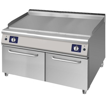 Fry top a gas su base chiusa, piastra liscia