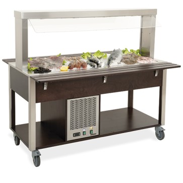 Buffet freddo su ruote con refrigerazione statica, +4°/+10°C, 4x GN1/1