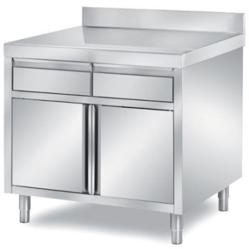 Tavolo armadiato con 2 ante a battente e 2 cassetti, alzatina posteriore mm 1000x900x850 h
