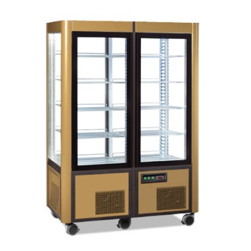 Vetrina refrigerata verticale statica con 5+5 ripiani, -5°c/-20°c, colore oro
