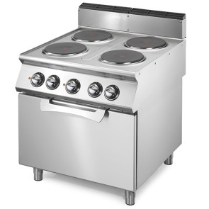 Cucina elettrica professionale 4 piastre tonde con forno elet. statico