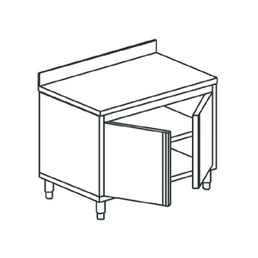 Tavolo armadiato neutro con porte battenti e alzatina, 800x600 mm