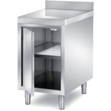 Tavolo armadiato con 1 battente, angolo raggiato su 1 fronte h=60mm, alzatina posteriore - dim. mm 700x700x850 h
