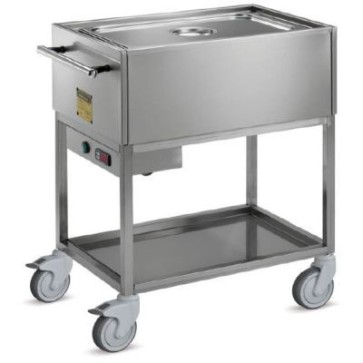 Carrello termico capacità 1x1/1 g.n. h200mm, struttura e pann.inox - termostato digitale